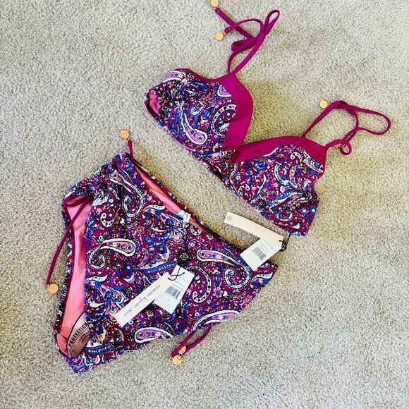 Nanette Lepore Eugenia Bikini Set – Paisley Beaded High Waist, Size 12 NWT - Picture 4 of 6
